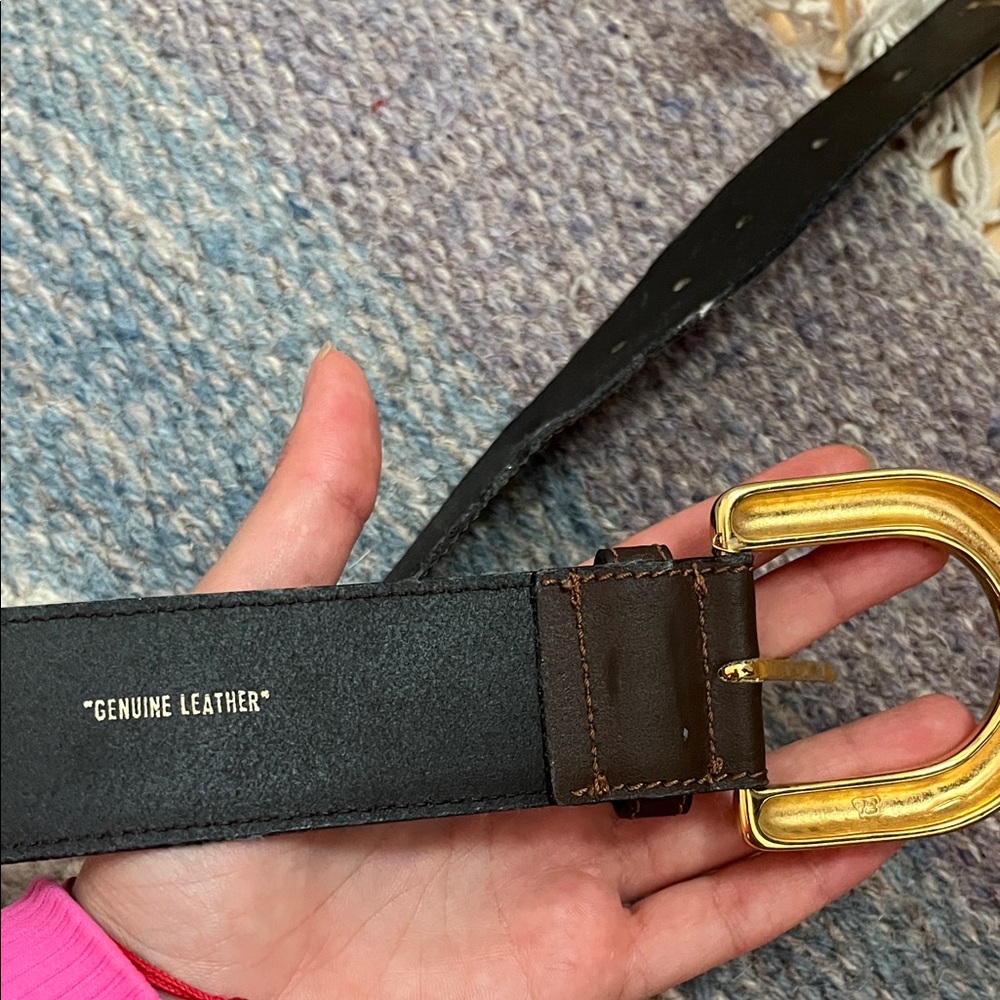 Versace Brown Leather Belt with Gold Buckle (Vintage) - Picture 6 of 9